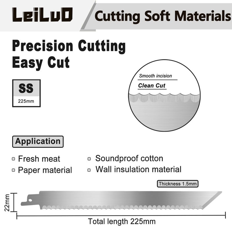 LEILUO 9-Inch Soft Material Reciprocating Saw Blades 2 Piece Sawzall Blades for Cutting Sponge Foam Insulation Material with Storage Case - Image 4